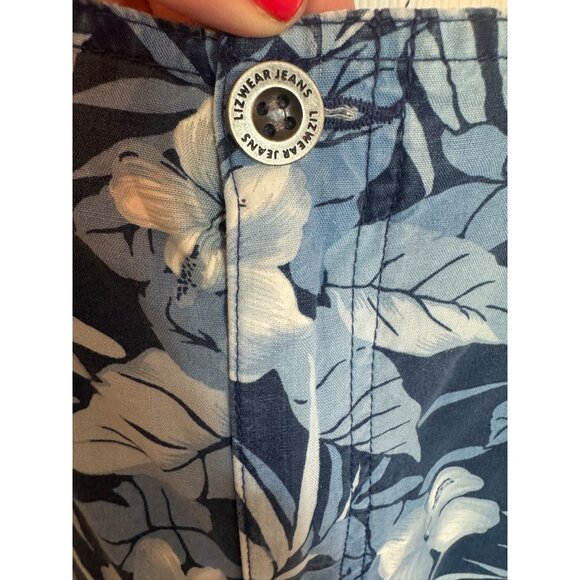 Liz Claiborne Blue Floral Print Tencel A-Line Skirf 16 With Pocket Beach Travel - Picture 9 of 9